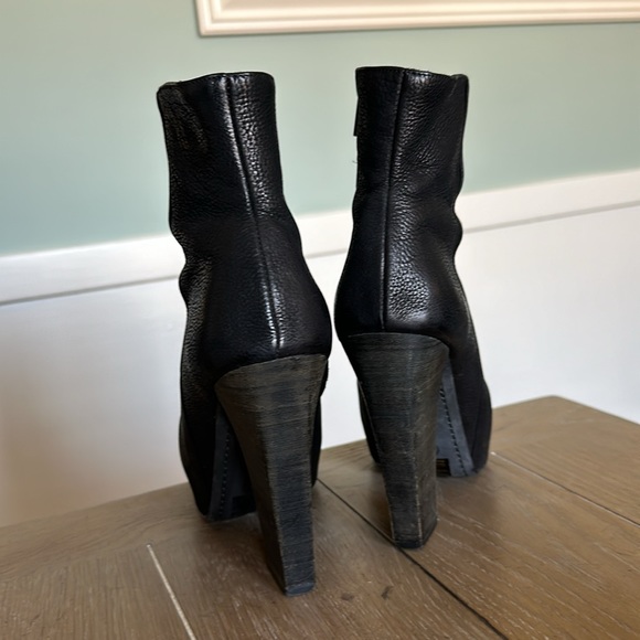 Allsaints black pebbled leather peep toe high heel boot bootie 38 US 7.5-8 - Picture 3 of 12